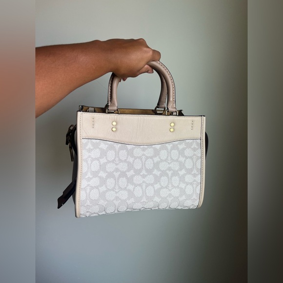 COACH Rogue 25 Textile Signature Jacquard Tote Chalk Multi Three Way Satchel Bag - Picture 3 of 6